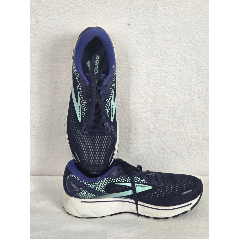 Brooks Ghost 14 Womens 9 B Medium Running Shoes Peacoat Yucca Navy 1203561B446